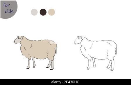 livre de coloriage pour les enfants animaux de ferme, moutons, coloriage par couleurs Illustration de Vecteur