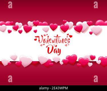 Bonne carte postale pour la Saint-Valentin. Un coeur rose fait de petits coeurs. Illustration vectorielle Illustration de Vecteur