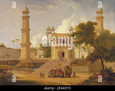 Thomas Daniell, 1749–1840, britannique, actif en Inde, Temple indien, dit être la mosquée d'Abo-ul-Nabi, Muttra, 1827. Huile sur toile. Banque D'Images