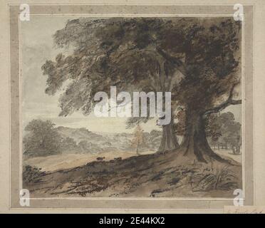 Heneage Finch quatrième comte d'Aylesford, 1751–1812, British, à Knole Park, non daté. Stylo et encre noire, lavage gris, lavage brun, gouache et graphite sur papier à feuilles moyennes, moyennement texturées, blanc bleuté, monté sur papier vélin, moyennement épais, moyennement texturé, gris. Banque D'Images