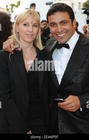 Katia Aznavour et son mari Jean Rachid arrivent à la projection du film d'animation 'UP' qui ouvre le 62e Festival de Cannes au Palais des Festivals à Cannes, France, le 13 mai 2009. Photo de Nebinger-Orban/ABACAPRESS.COM Banque D'Images