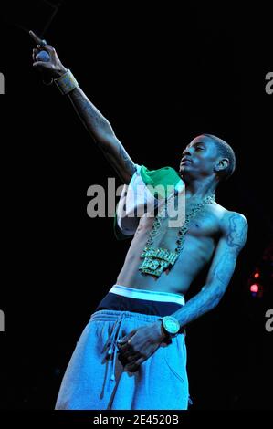 Le rappeur Soulja Boy se produit sur scène pendant la Zootopia 2009 au centre Izod à East Rutherford, New Jersey, USA le 16 mai 2009. Photo de Gregorio Binuya/ABACAPRESS.COM Banque D'Images