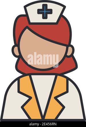 profession infirmière travailleur avatar style de remplissage icône vecteur illustration design Illustration de Vecteur