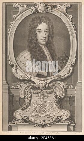 Imprimé par Jacobus Houbraken, 1698â€"1780, Néerlandais, Daniel Earl de Nottingham, 1747. Gravure en ligne sur du papier à la crème, légèrement texturé, de taille moyenne. Banque D'Images