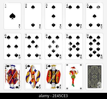 Jouer des cartes de Spades suit sur un fond blanc. Illustration vectorielle. Conception originale. Illustration de Vecteur