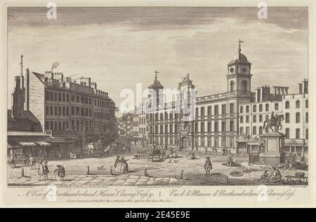 Thomas Bowles, env. 1712â€"meurt en 1753, British, A View of Northumberland House, Charing Cross. Gravure de couleur main. Banque D'Images