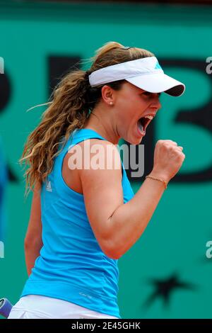 Michelle Larcher de Brito (Portugal) perd son troisième tour de tennis à l'Open de France 2009 au Stade Roland-Garros à Paris, France le 29 2009 mai.photo d'Henri Szwarc/ABACAPRESS.COM Banque D'Images