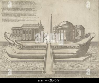 Imprimé par Etienne dupérac, ca. 1535â€"1604, Français, Insula Tiberina, 1582. Gravure et gravure au trait sur du papier à la crème, moyennement texturé. Banque D'Images