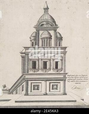 Imprimé réalisé par un artiste inconnu, XVIe siècle, Templi Ignoti, SED ex eius Fragmens, entre 1546 et 1562. Gravure en ligne sur du papier à la crème, légèrement texturé, de taille moyenne. Banque D'Images