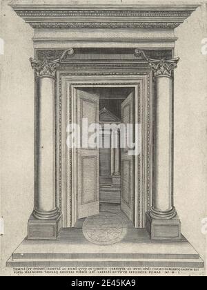 Imprimé par un artiste inconnu, XVIe siècle, Templi, ut Putant, Romuli ac Remi, 1550. Gravure en ligne sur du papier à la crème, légèrement texturé, de taille moyenne. Banque D'Images