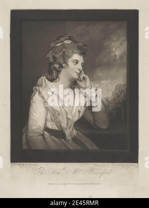 Imprimé par John Jones, ca. 1745â€"1797, Mme Beresford, britannique, 1788. Mezzotint (Russell.I) sur du papier légèrement épais, modérément texturé, crème. Banque D'Images