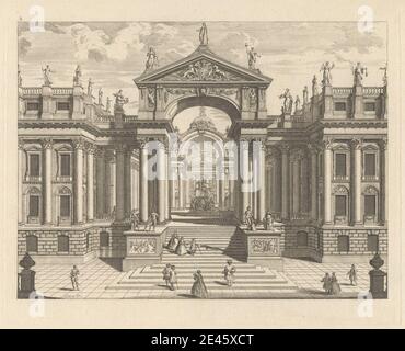 Imprimé par Jacob Bonneau, 1741-1786, British, un des six modèles de perspective pour le miroir concave et les miroirs gravés dans les jardins Vauxhall, 1751. Gravure et impression de point sec sur papier légèrement épais, texturé, crème. Arches , sujet architectural , enfants , nuages , colonnes , miroirs concaves , dessins , dômes , exploration , robe fantaisie , frises , jardins , loisir , hommes , palais , plans , main courante , sculpture , escaliers , statues , parler , arc triomphal , fenêtres , femmes. Angleterre , Grand Londres , Lambeth , Londres , Southwark , Royaume-Uni , Vauxhall Gardens Banque D'Images