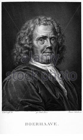 Le portrait de Herman Boerhaave, 1668 – 1738, était un botaniste, chimiste, humaniste chrétien et médecin néerlandais, illustration ancienne de 1880 Banque D'Images