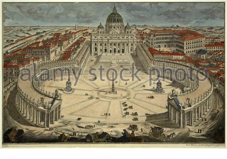 Le Vatican, Rome Italie, illustration ancienne de 1750 Banque D'Images