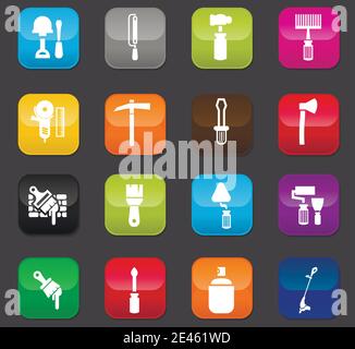 Outils de travail icons set Illustration de Vecteur