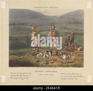 Henry Thomas Alken, 1785â€"1851, Britannique, série de quatre: Comparative Sporting. 1. Tir au tétras/le bon tri. Des gravures douces à la main. Banque D'Images