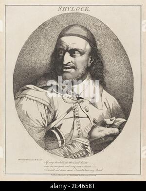 John Hamilton Mortimer, 1740â€"1779, Britannique, douze gravures de personnages de Shakespeare: 12) Shylock, du marchand de Venise, Acte IV, scène 1 (Catalogue Mortimer Exhibition 1968 - numéro 79). Shakespeare, William (1564-1616), dramaturge et poète Banque D'Images