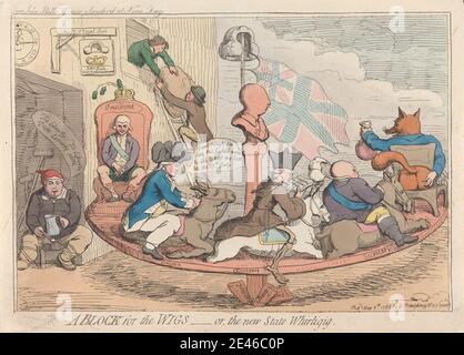 James Gillray, 1757 – 1815, British, A Block for the Whigs - Or, The New State Whirligig (la Maison du pauvre John Bull pillé à Noon Day), 1783. Gravure. Banque D'Images