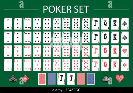 Jeu de poker avec cartes isolées sur fond vert Illustration de Vecteur