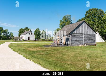 Construction de l'extérieur du lieu historique national de Lower fort Garry établi en 1831 par la Compagnie de la Baie d'Hudson. Saint-Andrews, Manitoba, Canada Banque D'Images