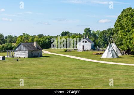 Construction de l'extérieur du lieu historique national de Lower fort Garry établi en 1831 par la Compagnie de la Baie d'Hudson. Saint-Andrews, Manitoba, Canada Banque D'Images