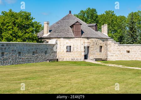 Construction de l'extérieur du lieu historique national de Lower fort Garry établi en 1831 par la Compagnie de la Baie d'Hudson. Saint-Andrews, Manitoba, Canada Banque D'Images