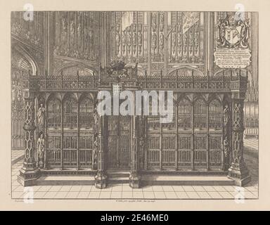 Imprimé réalisé par Herbert Railton, 1857-1910, British, Henry VII's Shrine, CA. 1890. Gravure sur papier blanc à feuilles de vélin lisse et modérément épais. Sujet architectural. Cité de Westminster , Angleterre , Londres , Palais de Westminster , Royaume-Uni , Abbaye de Westminster Banque D'Images