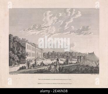 James Fittler, 1758–1835, British, vue du campement dans les jardins du musée, 1780 août 1780. Gravure. Banque D'Images