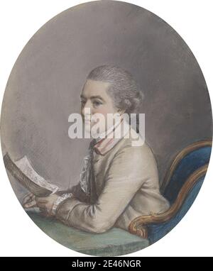 Hugh Douglas Hamilton, 1739–1808, British, Henry Reveley, 1770. Pastel, craie blanche, craie noire, et graphite sur papier peint moyen, légèrement texturé, crème. Man, portrait Banque D'Images