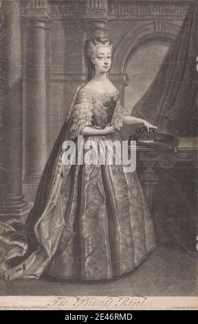 Imprimé par John Simon, 1675–1755, français, la princesse royale (la princesse Ann, fille aînée de George II), non daté. Portrait de Mezzotint, princesse. Anne, princesse royale (1709–1759), princesse d'Orange, consort de Guillaume IV Banque D'Images