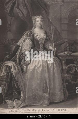 John Faber le plus jeune, ca. 1695–1756, Netherlandish, active en Grande-Bretagne, sa plus excellente Majesté, la reine Caroline, 1739. Mezzotint. Domaine public Banque D'Images