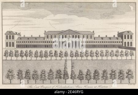 Benjamin Cole, 1697–1783, British, The East Prospect of Haberdashers alms Houses at Hoxton, sans date. Gravure. Domaine public Banque D'Images
