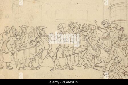 Thomas Rowlandson, 1756–1827, British, Album Drawing, non daté. Graphite et stylo et encre sur papier vélin moyen, légèrement texturé et crème. Domaine public Banque D'Images