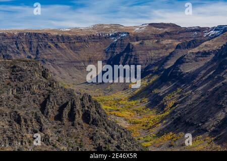 Vue sur les grandes gorges indiennes sculptées dans les glaciers sur Steens Mountain, Oregon, États-Unis Banque D'Images