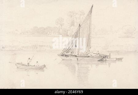Artiste inconnu, The Thames at Kew, 9 février 1806, 1806. Graphite sur papier vélin moyen, modérément texturé, crème à moyen, légèrement texturé, papier vélin brun. Bateau , bateaux , rivière , voiliers. Angleterre , Europe , Grand Londres , Kew , Thames , Royaume-Uni Banque D'Images