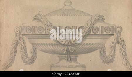 Joseph Wilton RA, 1722–1803, British, Design for an Urn, non daté. Lavage gris et graphite avec stylo et encre noire sur papier vélin beige moyennement épais. Sujet architectural Banque D'Images