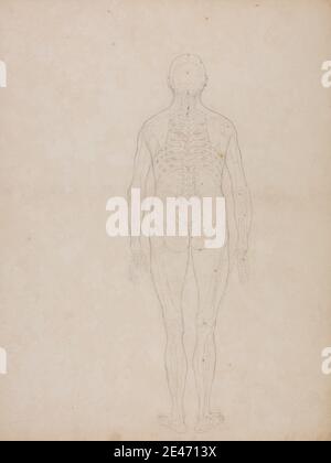 George Stubbs, 1724–1806, British, Human Figure, Posterior View, 1795 à 1806. Graphite et craie rouge sur papier de vélin légèrement épais et légèrement texturé. Étude anatomique , anatomie , dos , étude de figure , homme , squelette , colonne vertébrale Banque D'Images