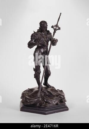 Alfred Gilbert, 1854–1934, British, St. George, 1891 à 1896. Bronze. armure , Christianisme , crucifix , homme , martyr , chef-d'œuvre , sujet religieux et mythologique , tombeau , victorien , arme , ailes. Saint George (c. 275/281–303) Banque D'Images