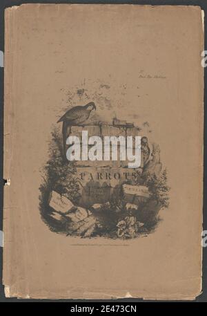 Edward Lear, 1812–1888, British, illustrations of the Family of Psittacidae , ou Parrots, partie 1: Folio Wrapper, page de titre, page de dédicace, page de l'abonné, 1832. Lithographie sur papier. Domaine public Banque D'Images