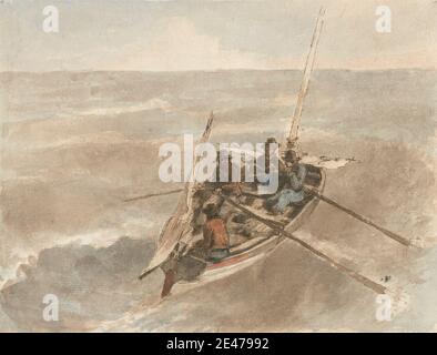 Heneage Finch quatrième comte d'Aylesford, 1751–1812, British, The Race of Daldey, non daté. Aquarelle, stylo, encre brune, et graphite sur papier moyen, légèrement texturé, crème. Art marin , oars , race , course , barque , aviron , art sportif , vagues (événements naturels) Banque D'Images