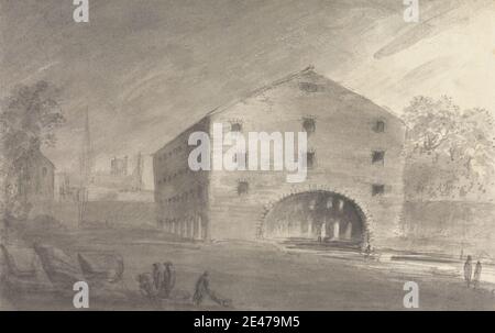 Le révérend William Henry Barnard, 1767–1818, British, The Coal Wharf, Oxford, 1792. Lavage gris et graphite sur papier crème, légèrement texturé, moyen. Sujet architectural Banque D'Images