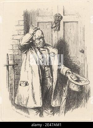 John Calcott Horsley, 1817–1903, British, Man at a Door, 1856. Gravure. Domaine public Banque D'Images