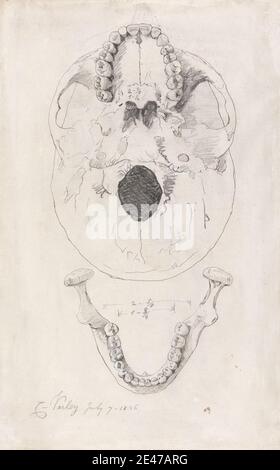 Cornelius Varley, 1781–1873, British, DESSIN mesuré d'un crâne, 1826. Graphite avec encre noire sur papier moyen, lisse, crème. Anatomique , étude anatomique , anatomie , os , science , crâne , encore la vie , dents Banque D'Images