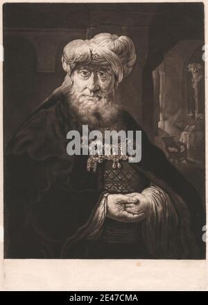 Imprimé réalisé par James McArdell, Californie 1729–1765, irlandais, UN rabbin juif, non daté. Mezzotint sur du papier moyen, légèrement texturé et crème. Domaine public Banque D'Images