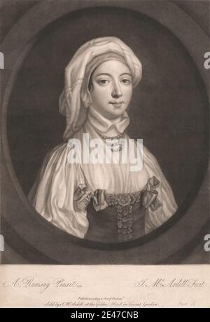 Imprimé réalisé par James McArdell, Californie 1729–1765, Irlandais, Mistress du maréchal Keith, 1753. Mezzotint sur du papier moyen, légèrement texturé et crème. Domaine public Banque D'Images