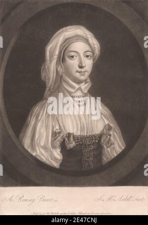 Imprimé réalisé par James McArdell, Californie 1729–1765, Irlandais, Mistress du maréchal Keith, 1753. Mezzotint sur du papier moyen, légèrement texturé et crème. Domaine public Banque D'Images