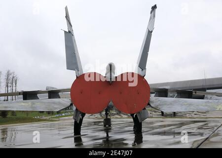 Vue de l'intercepteur soviétique Foxbat, Russie Banque D'Images