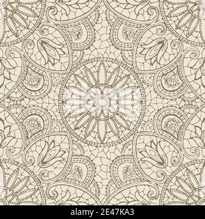 Sans coutures fleurs naturelles céramique joli motif vectoriel délicat, couleur beige Illustration de Vecteur