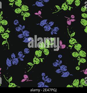 motif coloré sans couture de branches avec feuilles et baies Illustration de Vecteur