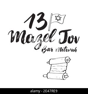 Mazel tov, bar mitzvah Calligraphe lettrage signe. Dessins dessinés à la main. Illustration vectorielle. Illustration de Vecteur